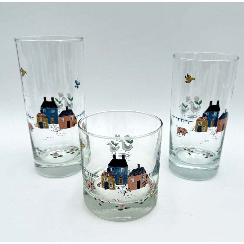 1-Heartland Country Village Glassware Geese Ducks Cottagecore Farmhouse You pick